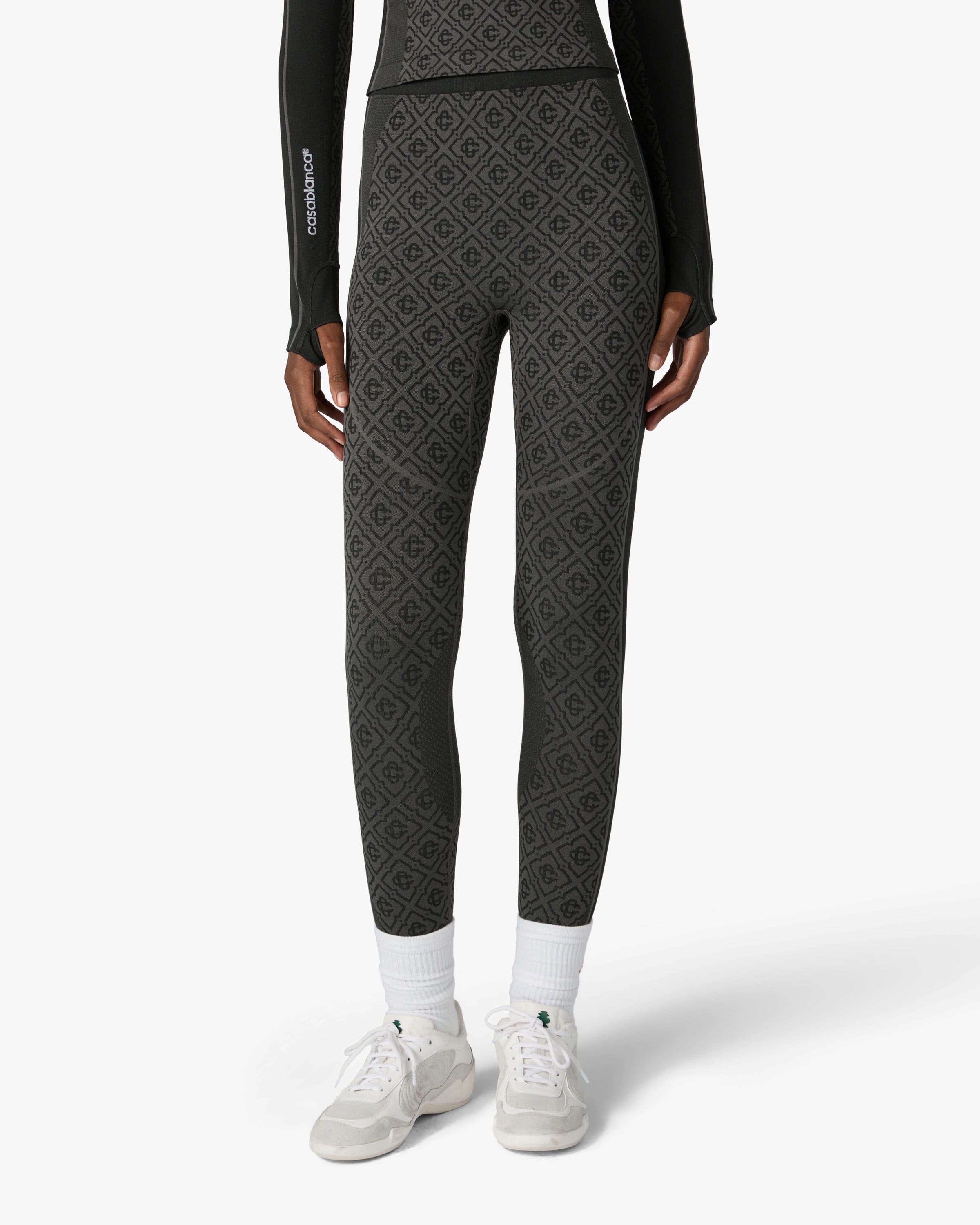 Grey Seamless Monogram Leggings