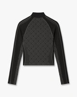 Grey Seamless Monogram Half Zip Long Sleeve Top