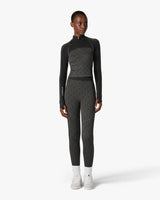 Grey Seamless Monogram Half Zip Long Sleeve Top