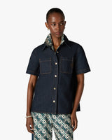 Indigo Raw Denim Short Sleeve Shirt