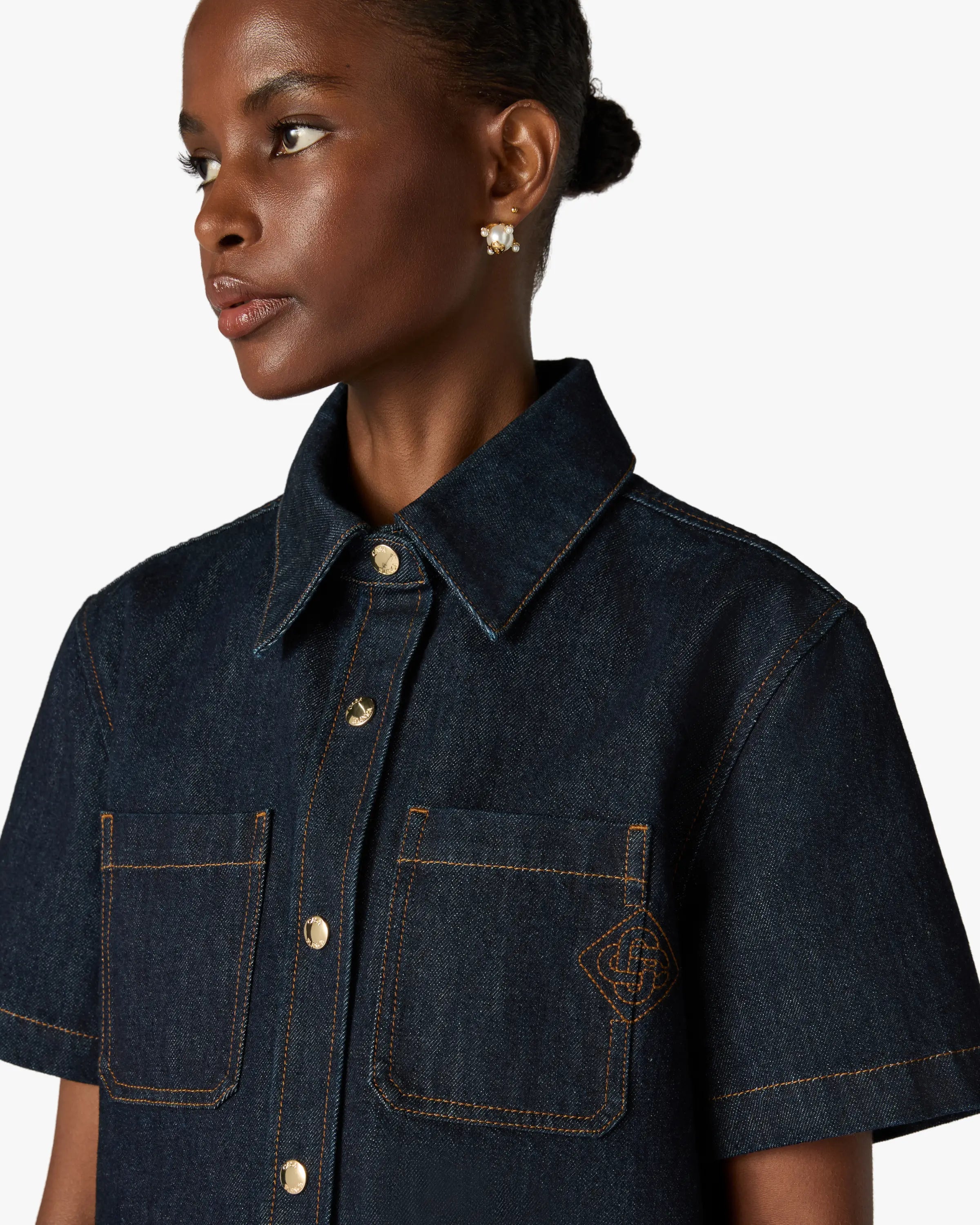 Indigo Raw Denim Short Sleeve Shirt