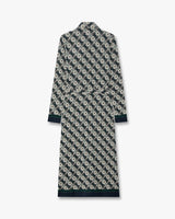 Green & Navy Check Jersey Monogram Midi Dress