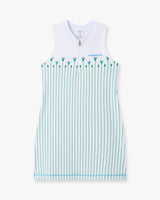 White Floral Stripe Sporty Tennis Mini Dress