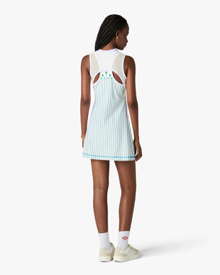 White Floral Stripe Sporty Tennis Mini Dress