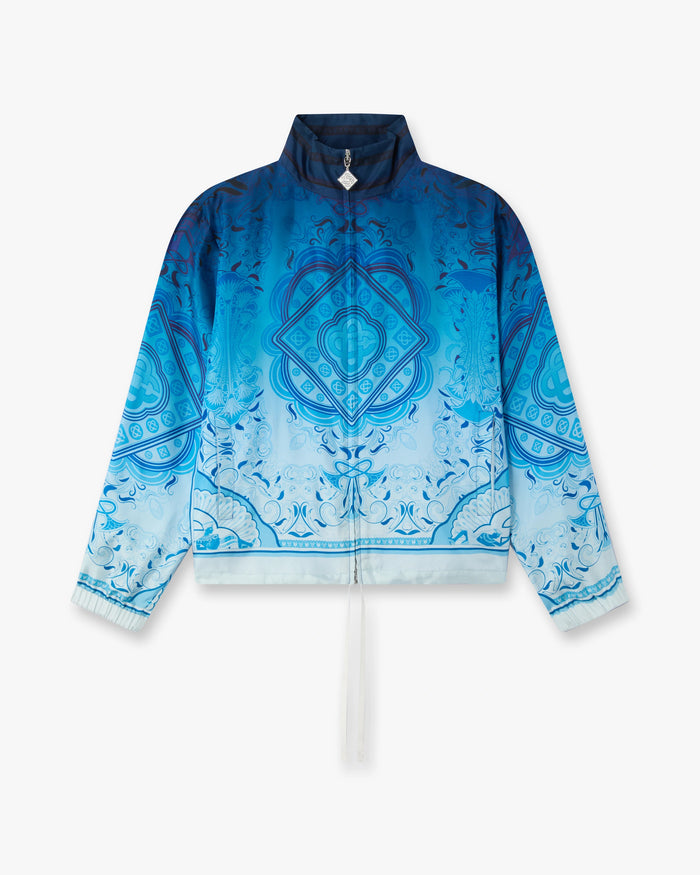 Blue Gradient Egyptian Rug Silk Track Jacket