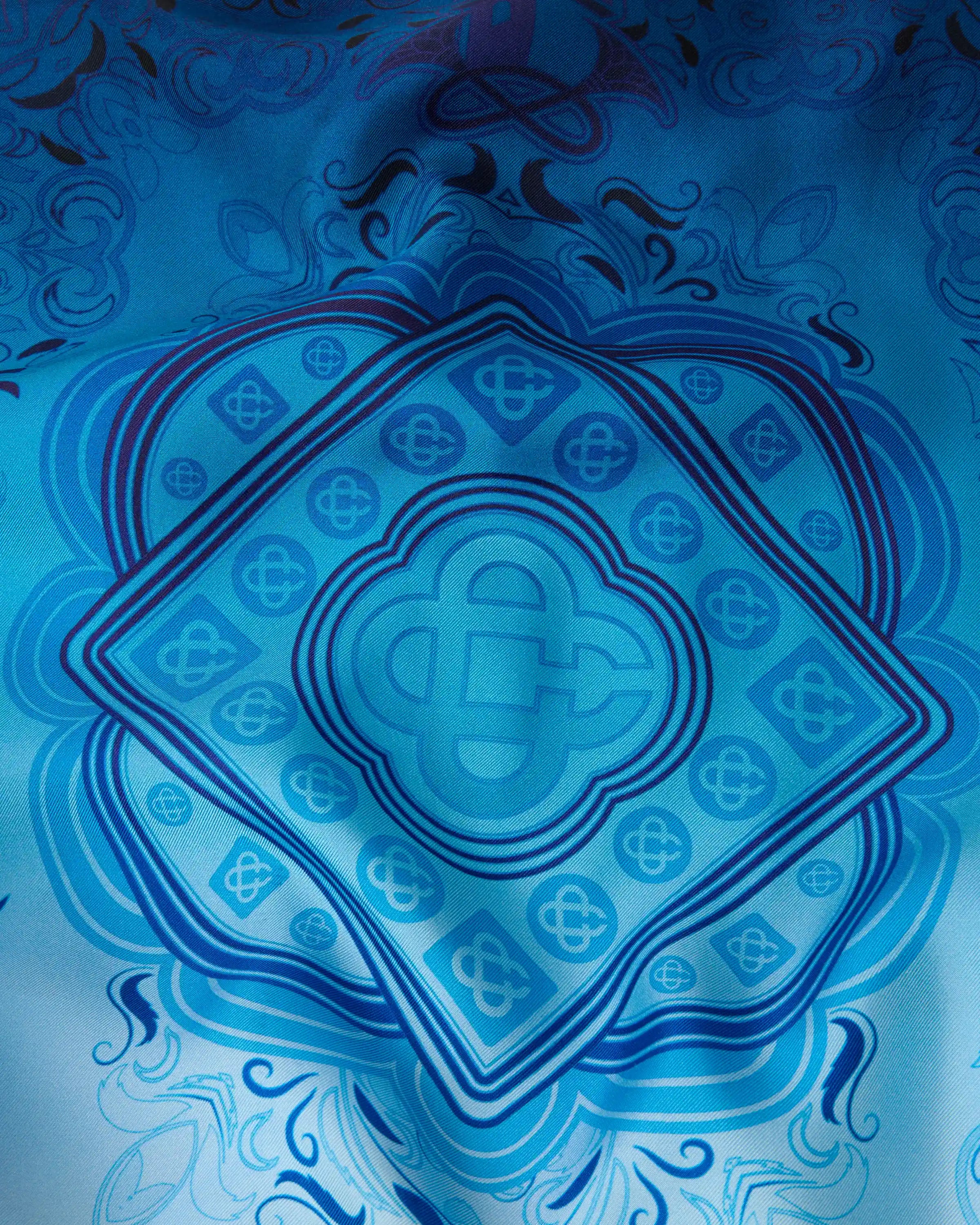 Blue Gradient Egyptian Rug Silk Track Jacket