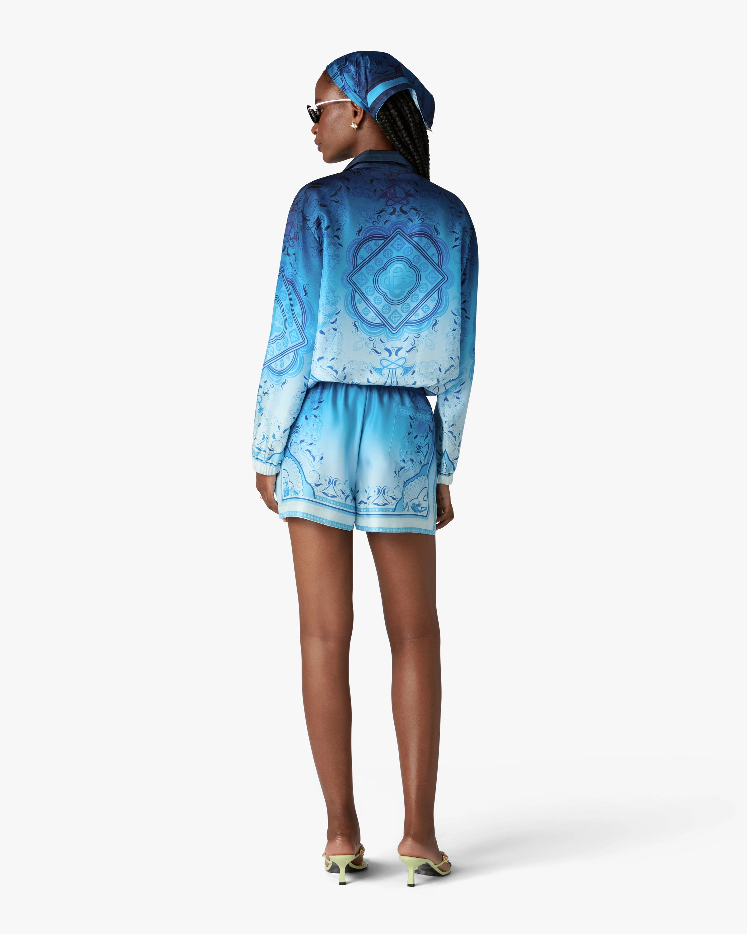 Blue Gradient Egyptian Rug Silk Track Jacket