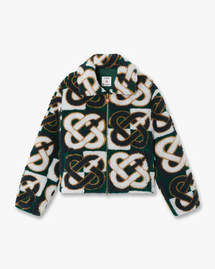 Green & Navy Check Monogram Fleece Jacket