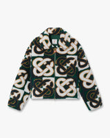 Green & Navy Check Monogram Fleece Jacket