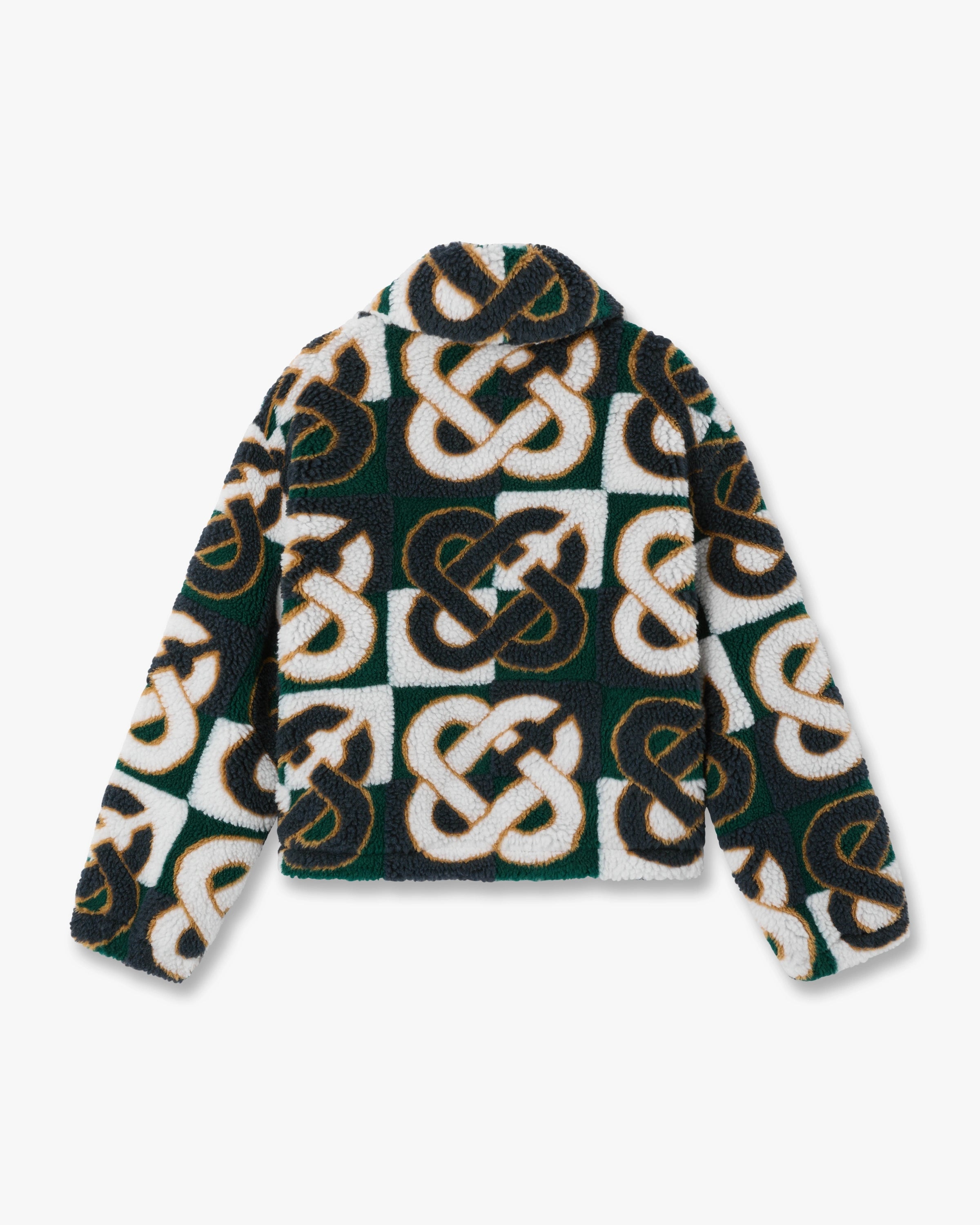 Green & Navy Check Monogram Fleece Jacket