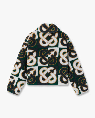 Green & Navy Check Monogram Fleece Jacket