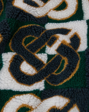 Green & Navy Check Monogram Fleece Jacket