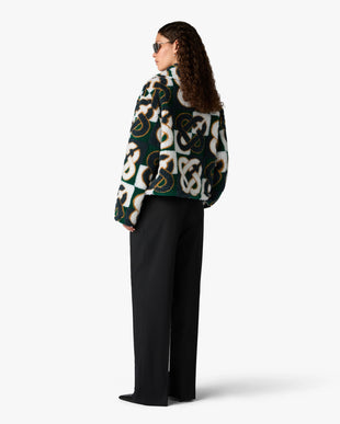 Green & Navy Check Monogram Fleece Jacket