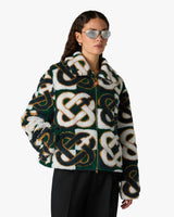 Green & Navy Check Monogram Fleece Jacket