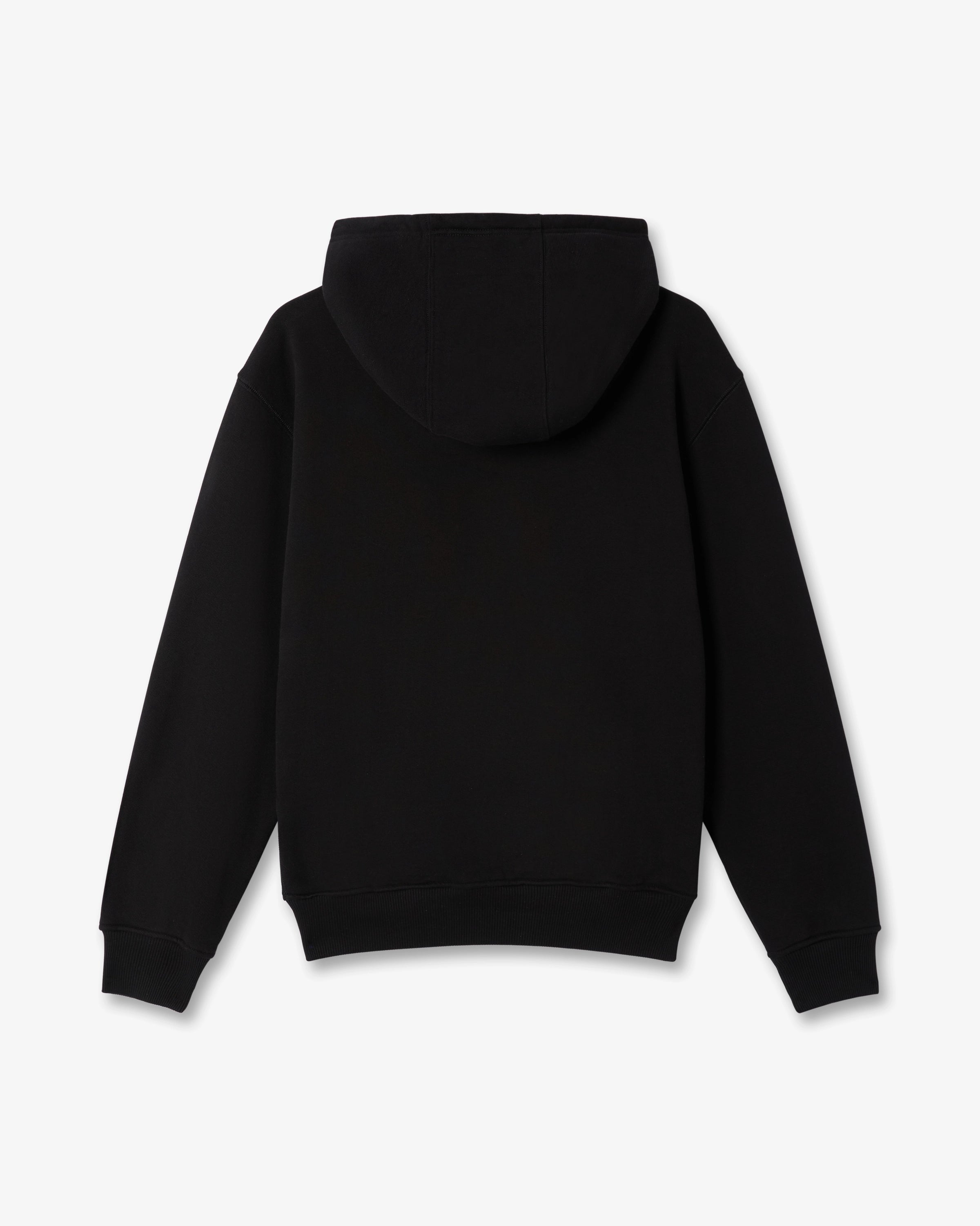 Black Stacked Logo Embroidered Hooded Sweatshirt