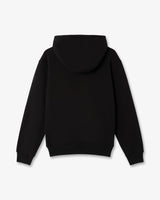 Black Stacked Logo Embroidered Hooded Sweatshirt