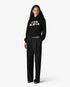 Black Stacked Logo Embroidered Hooded Sweatshirt