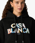 Black Stacked Logo Embroidered Hooded Sweatshirt