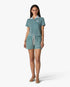 Teal Striped Towelling Short Sleeve Polo Shirt