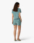 Teal Striped Towelling Short Sleeve Polo Shirt