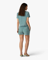Teal Striped Towelling Short Sleeve Polo Shirt
