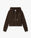 Dark Brown Cropped Zip-Up Hooded Sweatshirt
