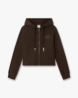 Dark Brown Cropped Zip-Up Hooded Sweatshirt