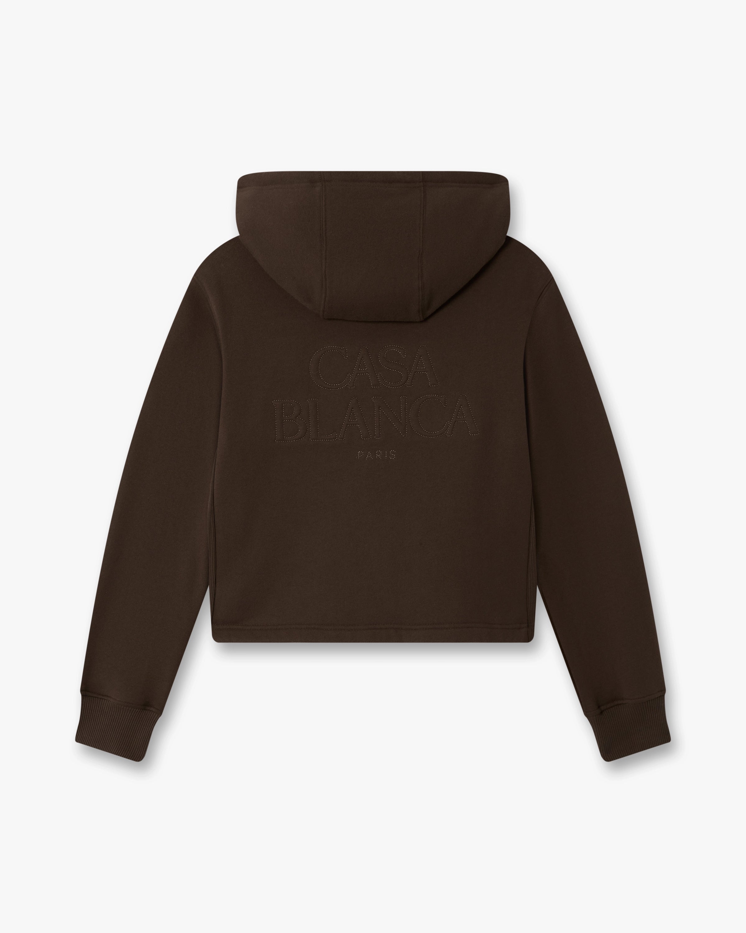 Dark Brown Cropped Zip-Up Hooded Sweatshirt