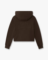 Dark Brown Cropped Zip-Up Hooded Sweatshirt