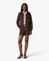 Dark Brown Cropped Zip-Up Hooded Sweatshirt