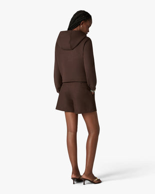 Dark Brown Cropped Zip-Up Hooded Sweatshirt