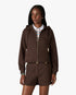 Dark Brown Cropped Zip-Up Hooded Sweatshirt