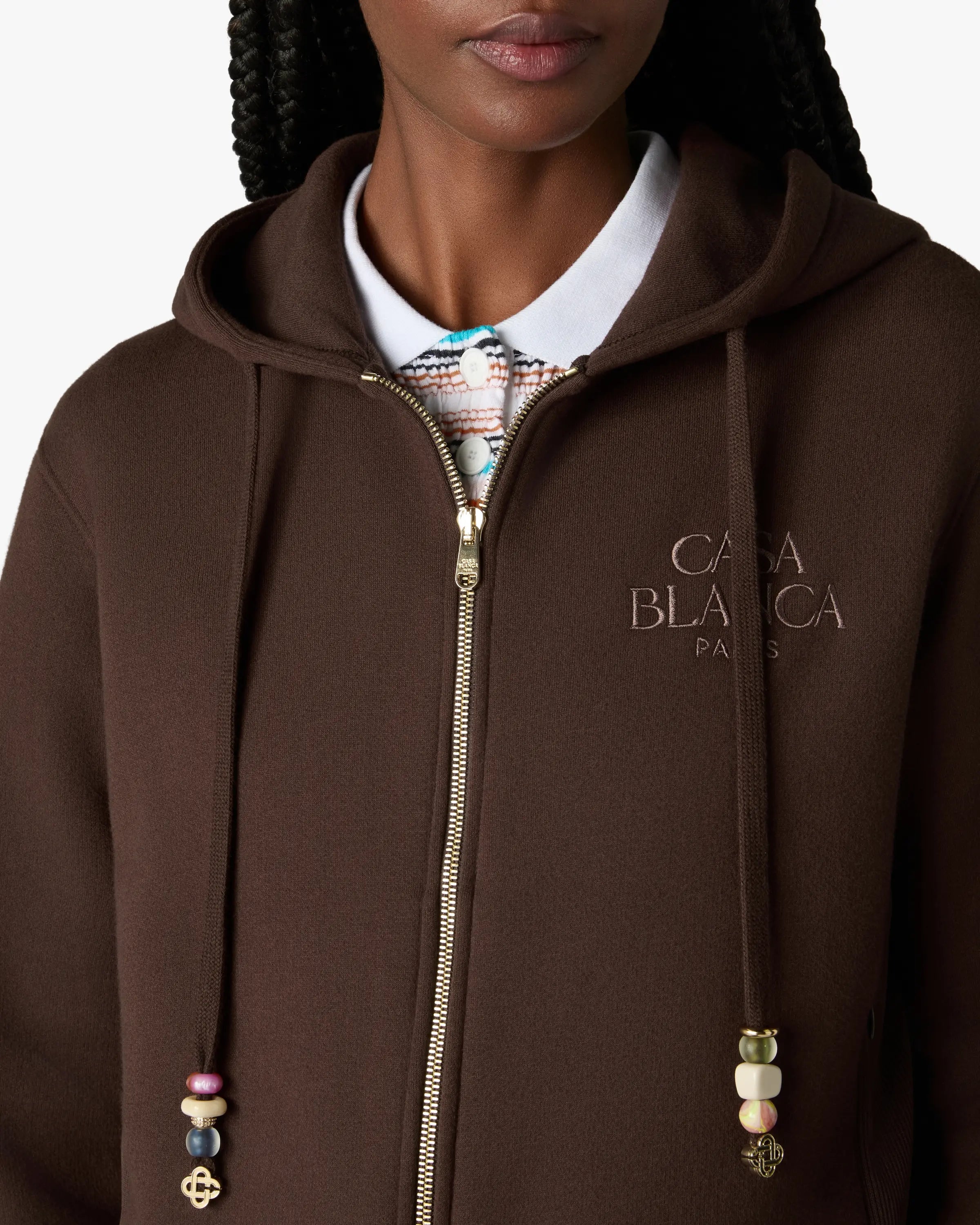 Dark Brown Cropped Zip-Up Hooded Sweatshirt
