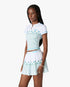 White Floral Stripe Sporty Quarter Zip Tennis Top