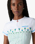 White Floral Stripe Sporty Quarter Zip Tennis Top