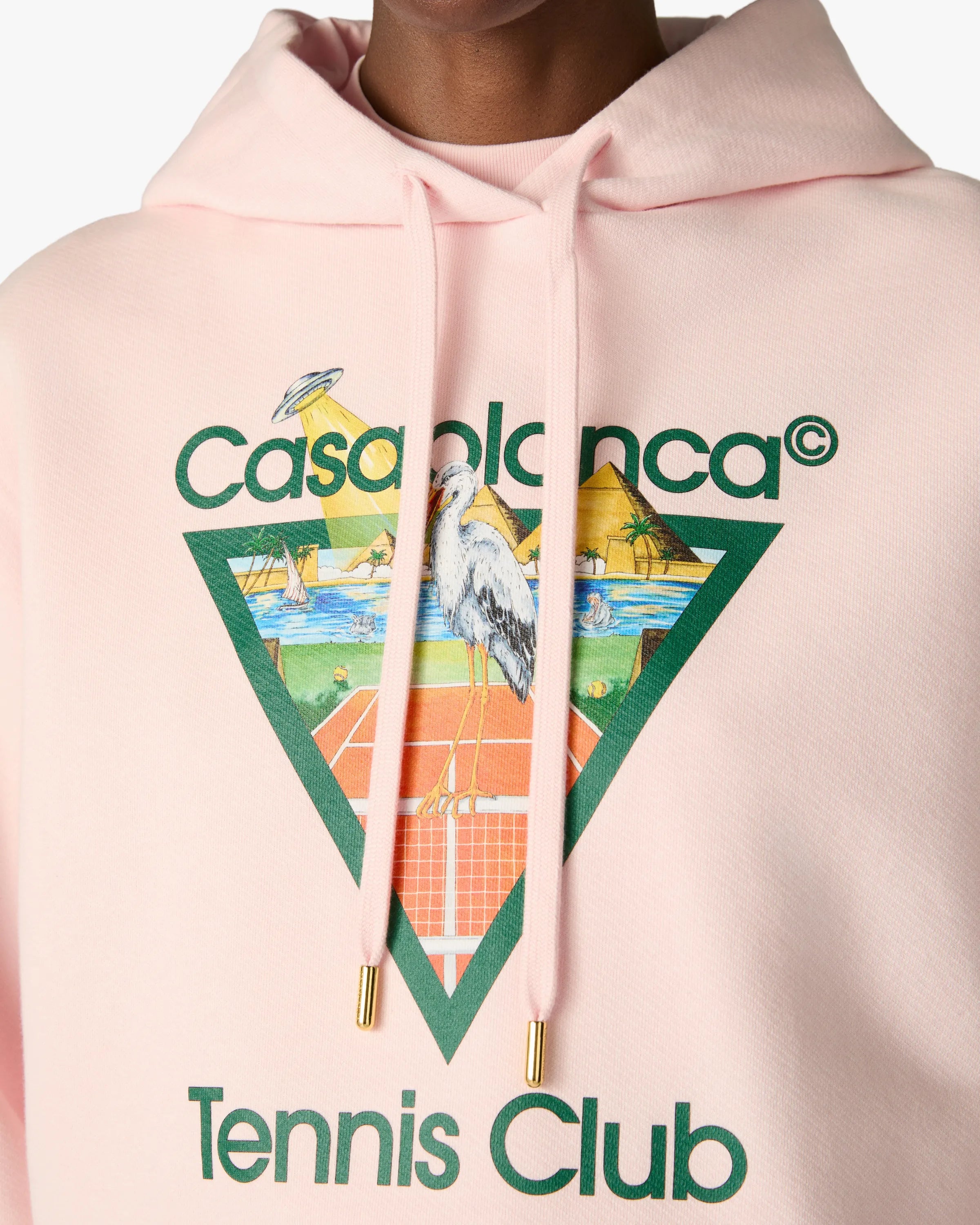 Pink Tennis Club Icon Pyramid Abduction Cropped Hooded Sweatshirt