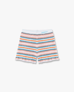 Multicolour Striped Shirred Shorts