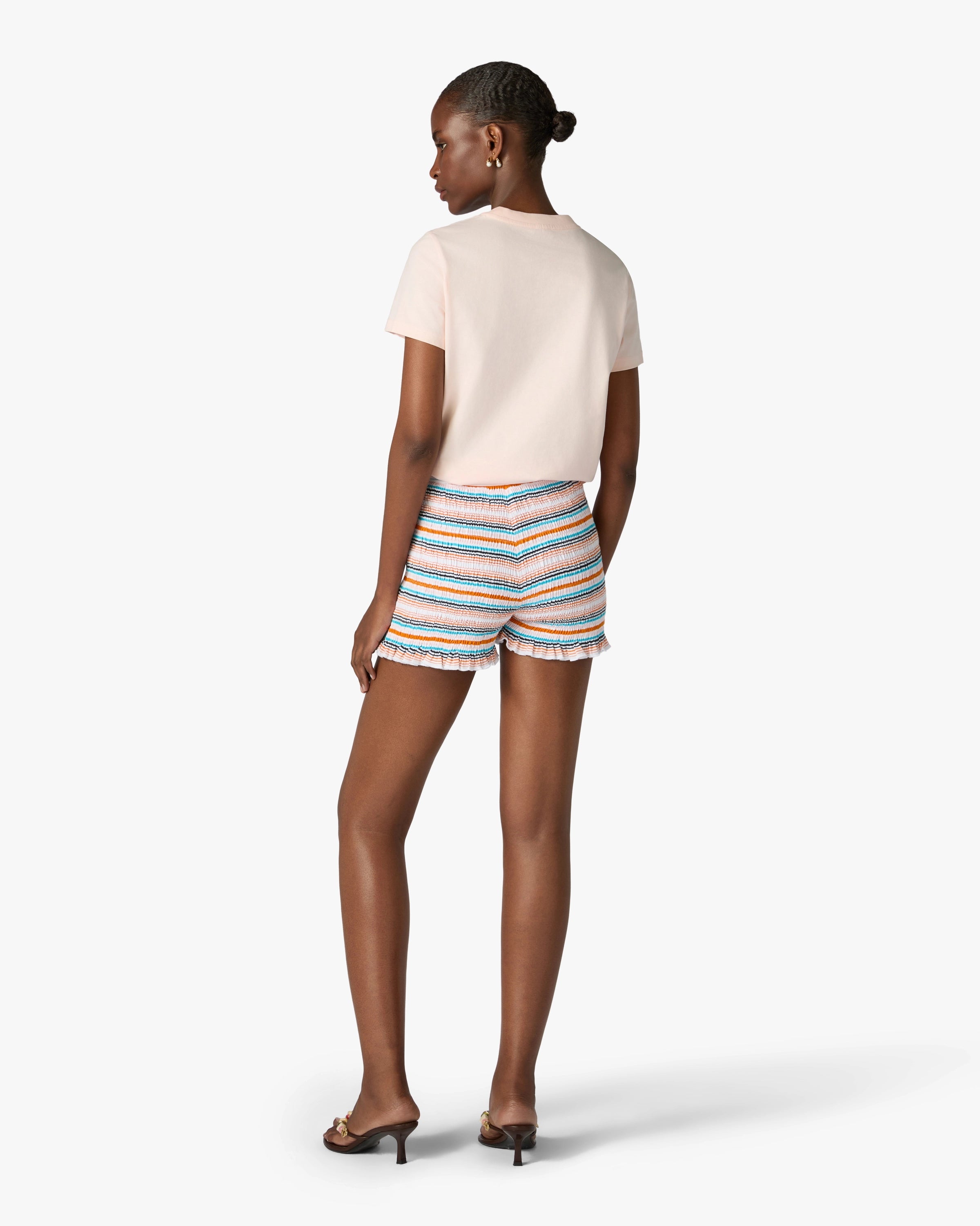 Multicolour Striped Shirred Shorts