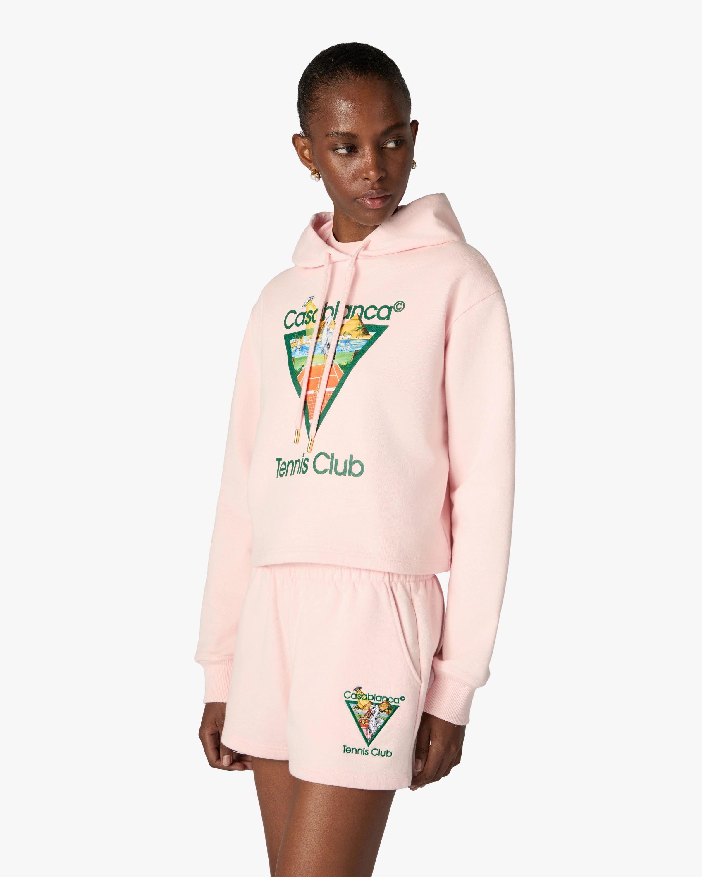 Pink Tennis Club Icon Pyramid Abduction Embroidered Sweatshorts