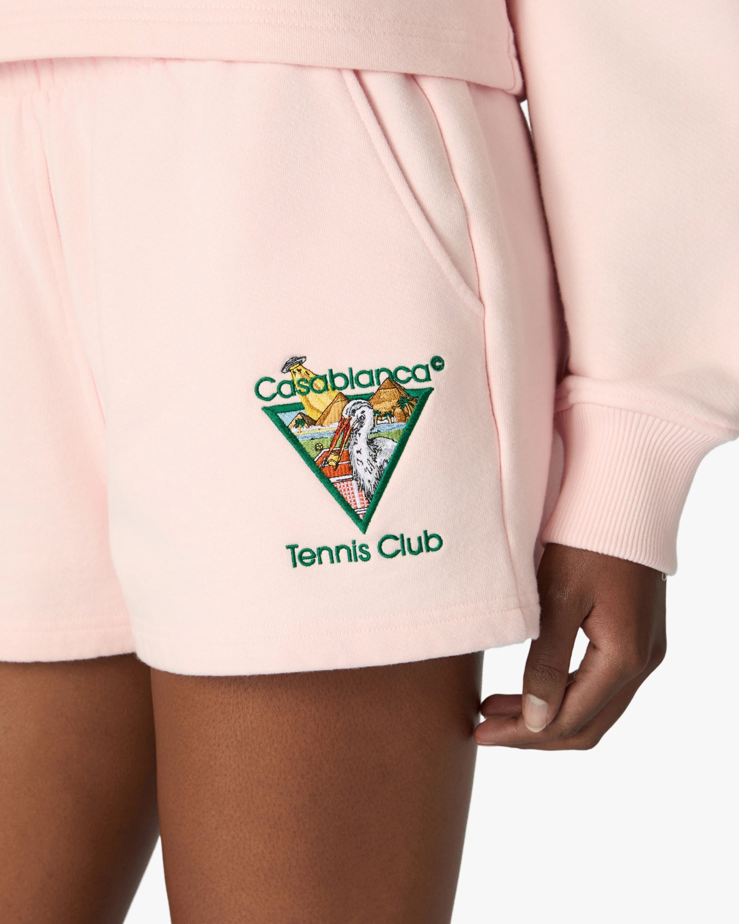 Pink Tennis Club Icon Pyramid Abduction Embroidered Sweatshorts