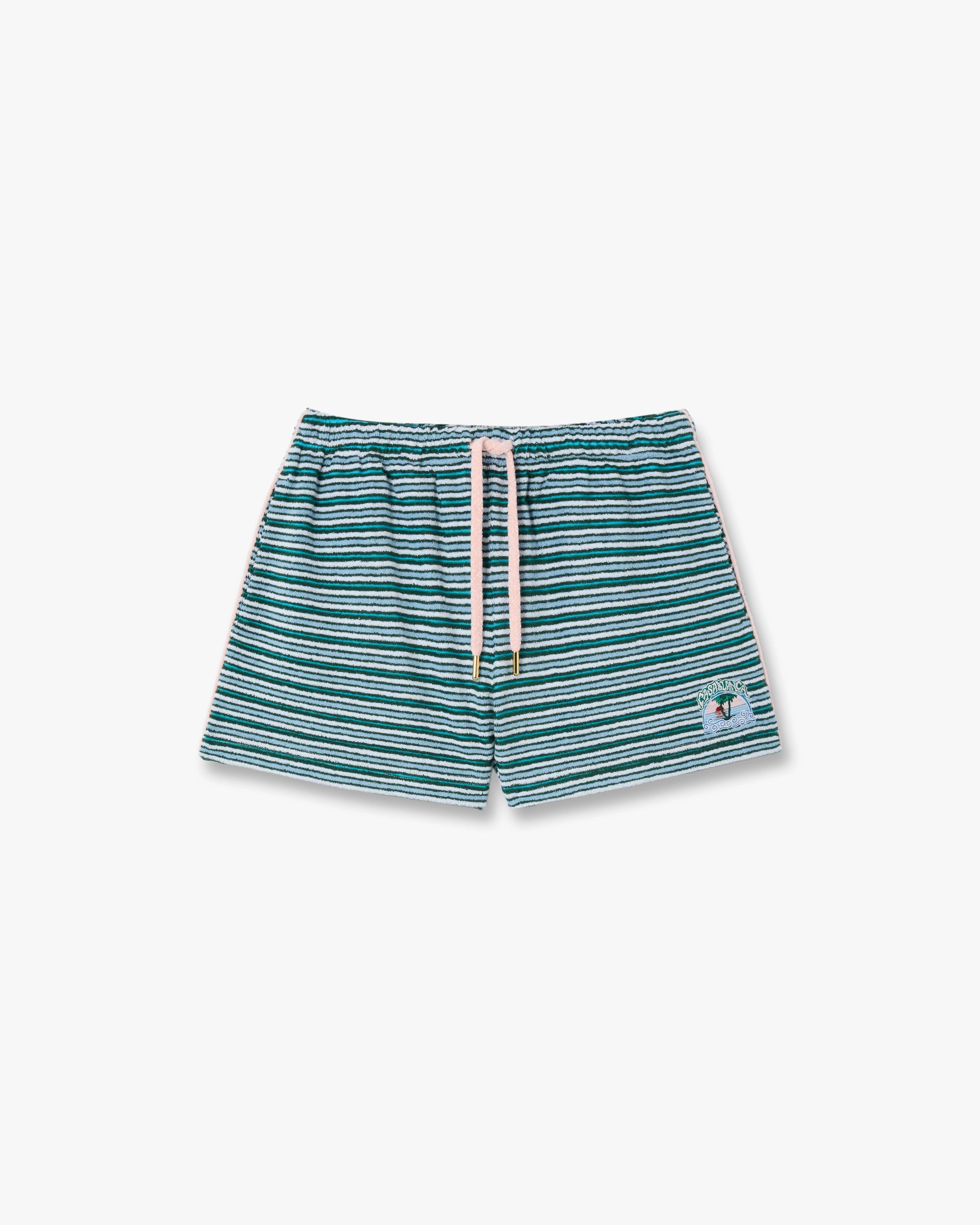 Teal Striped Towelling Shorts