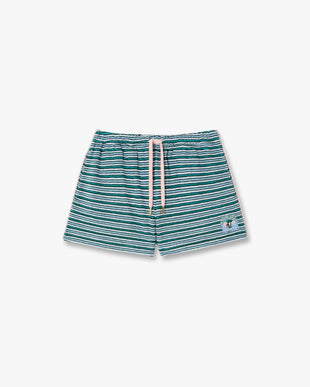 Teal Striped Towelling Shorts
