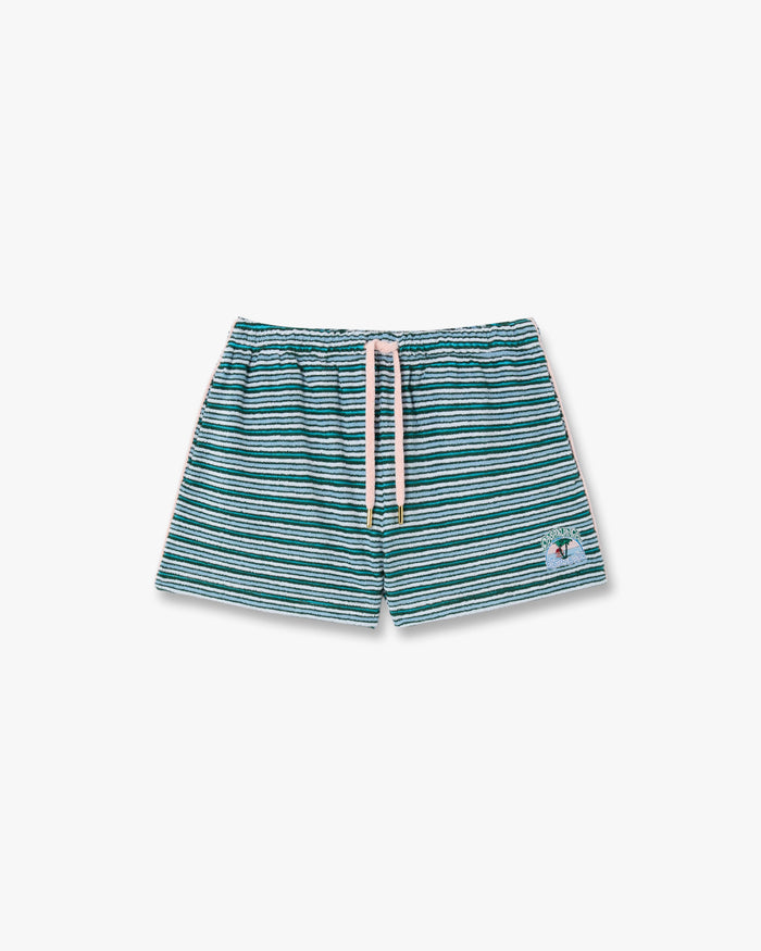 Teal Striped Towelling Shorts