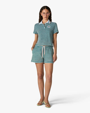 Teal Striped Towelling Shorts