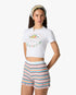 White Laduree x Casablanca Cropped Baby Short Sleeve T-Shirt