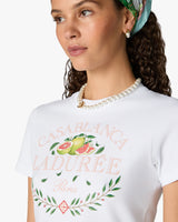 White Laduree x Casablanca Cropped Baby Short Sleeve T-Shirt