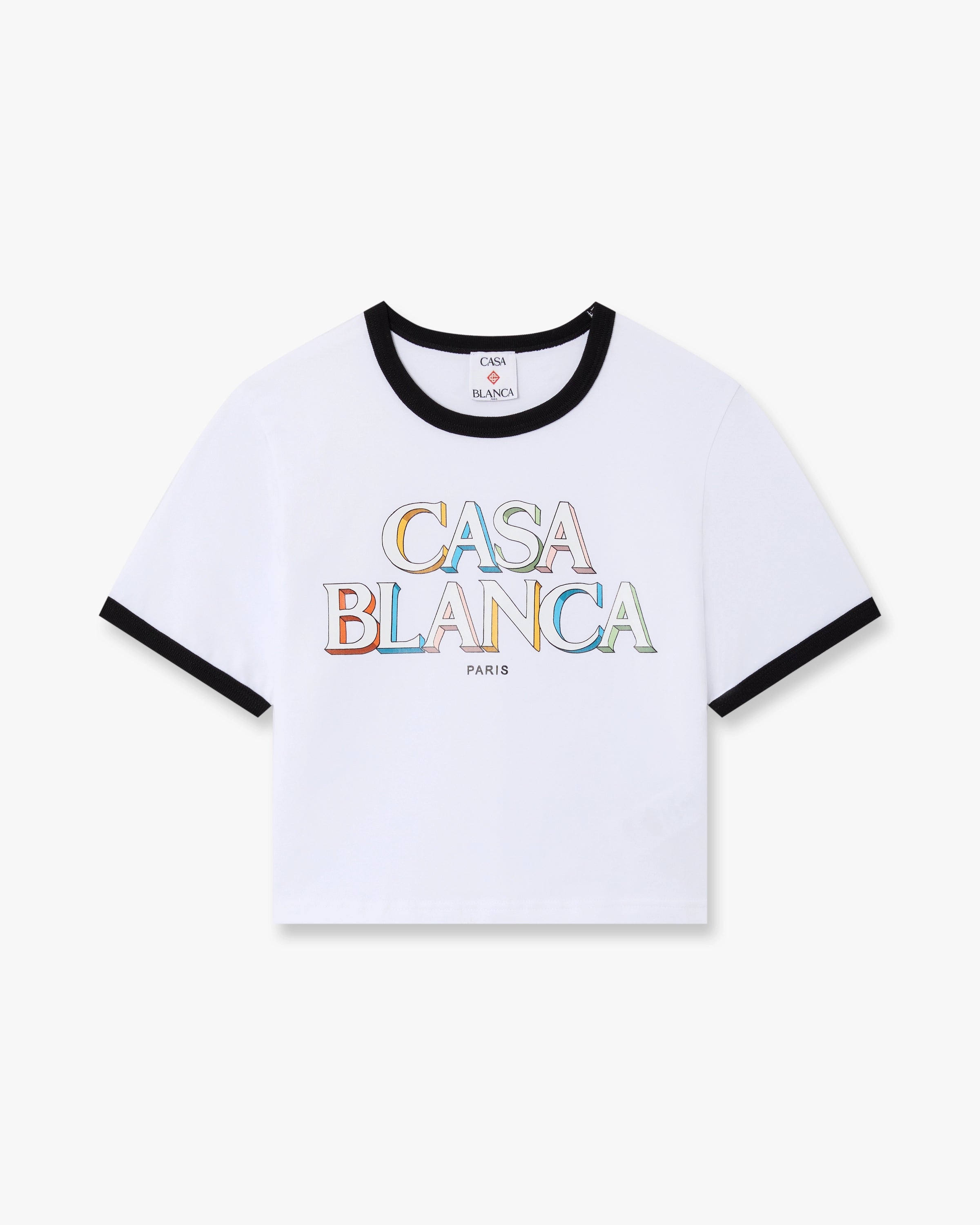 White Stacked Logo Cropped Baby Short Sleeve T-Shirt
