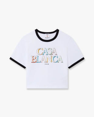 White Stacked Logo Cropped Baby Short Sleeve T-Shirt