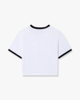 White Stacked Logo Cropped Baby Short Sleeve T-Shirt