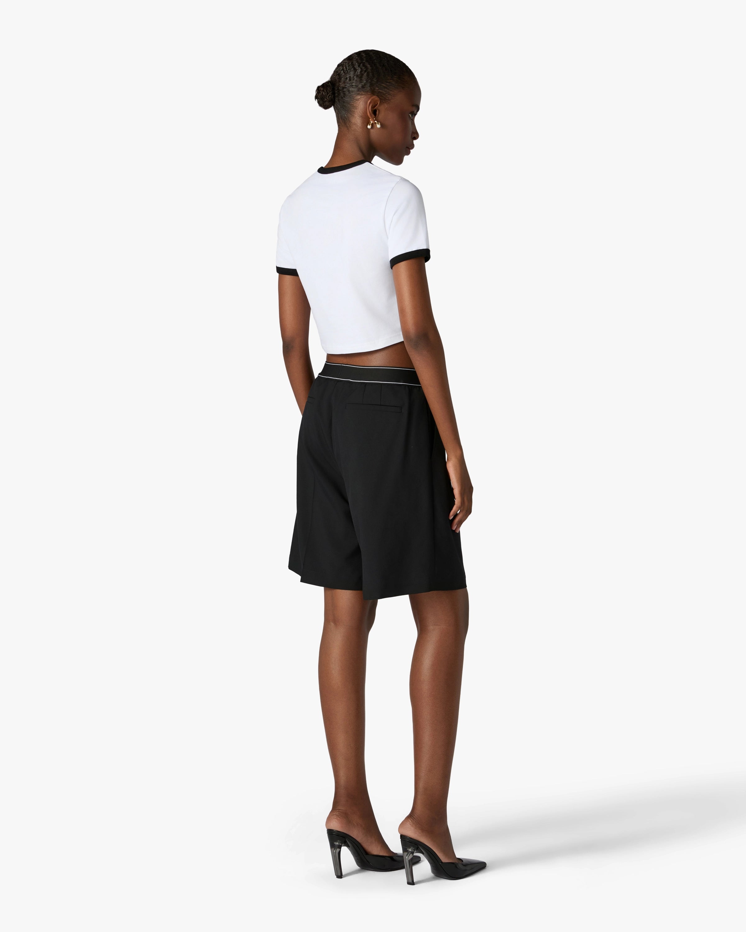 White Stacked Logo Cropped Baby Short Sleeve T-Shirt
